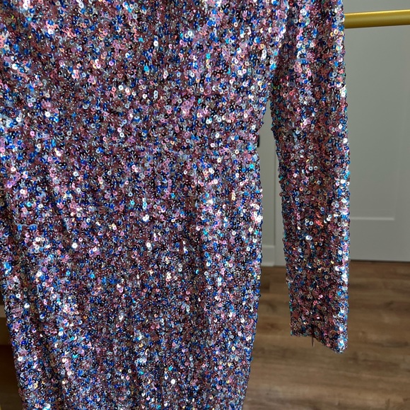 NEW WITH TAGS! Bronx and Banco Galaxy Midi Dress Pink Sequin - Picture 10 of 10